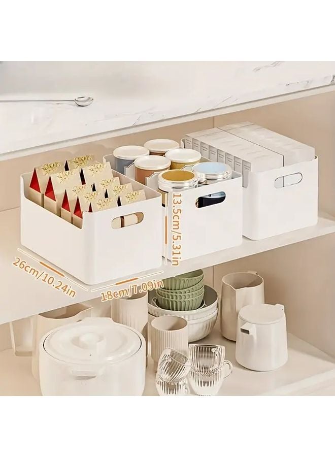 White 7pcs Heavy Duty Plastic Storage Bins Stackable Organizers With Handles - Image 4